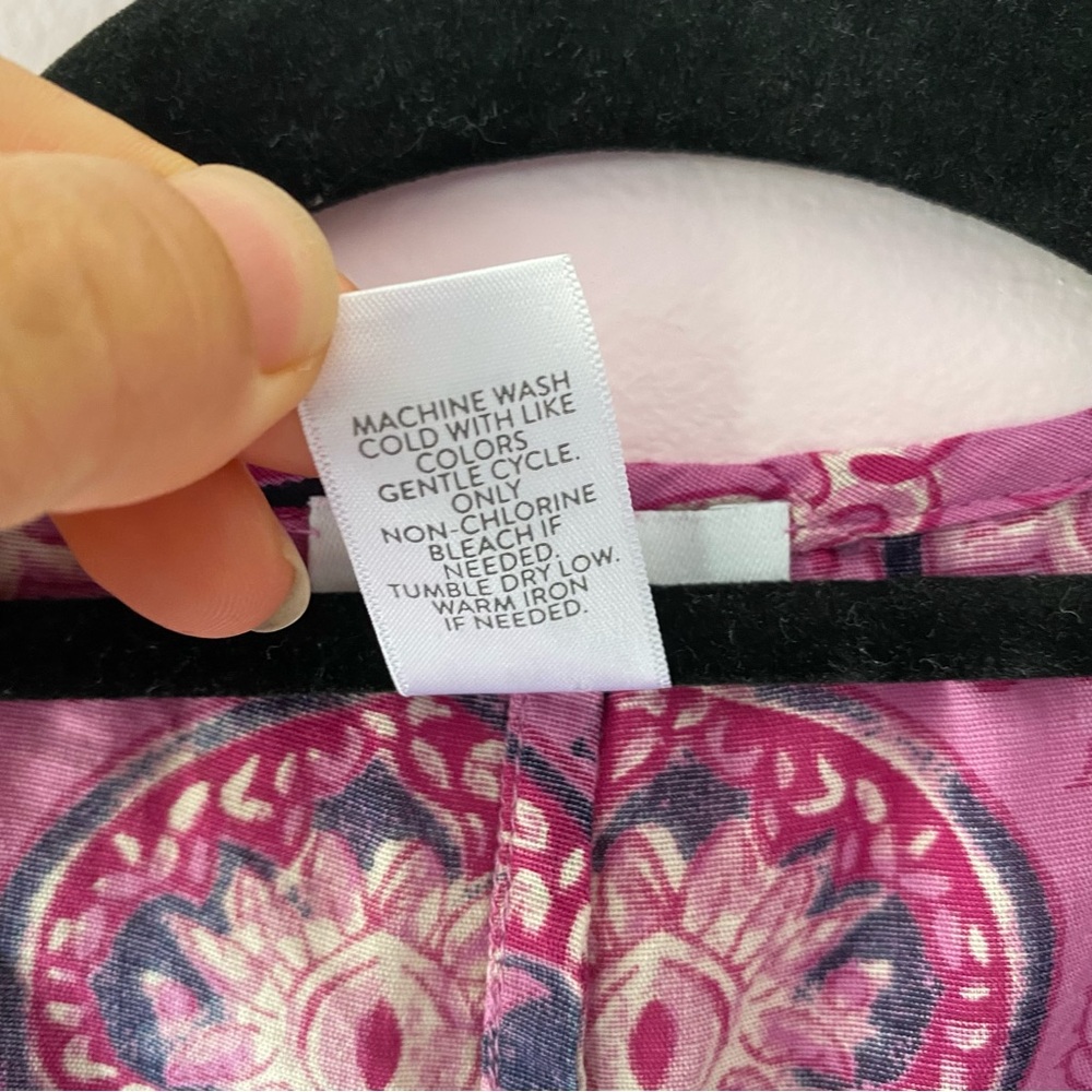 PURE JILL Cotton Mixed-medallion Print V-neck Poncho Top, Pink, Size S-L - Picture 17 of 17